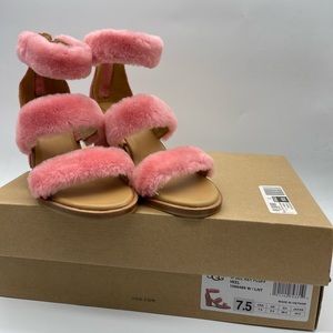Ugg Del Rey Fluff Heel Lantana Pink Sandals Size 7.5 Barely Used.